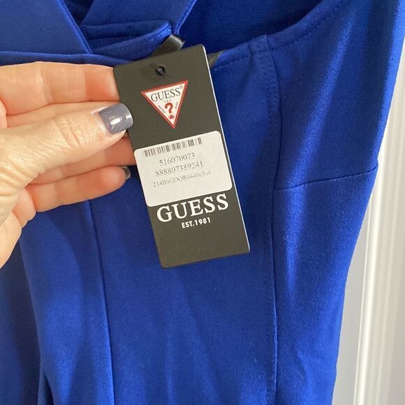 Guess Sleeveless Jewel Neck Cocktail Body Con Dress Royal Blue S Nwt - Picture 7 of 8